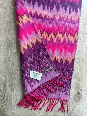 Better Than Cashmere Chevron Fringe Scarf in Pink & Purple